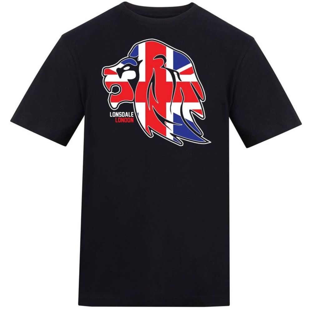 Lonsdale Mens Lion Face Relaxed Fit T-Shirt / Black